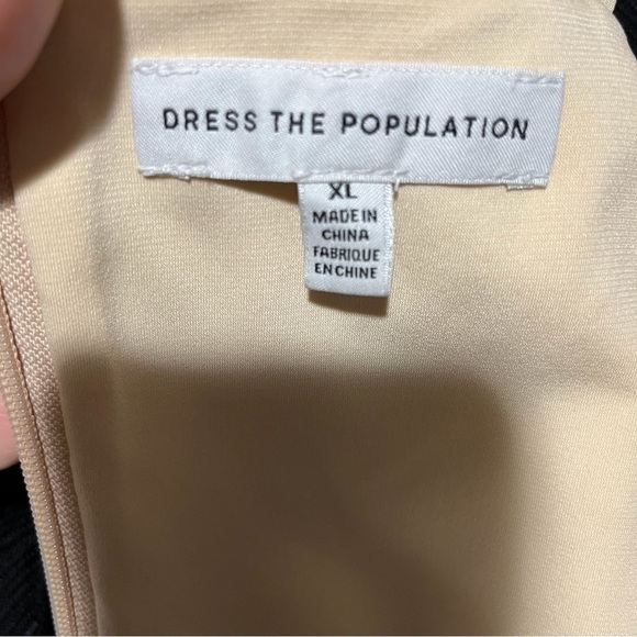 Dress The Population Kady Cocktail Dress Black Cream Sequin Size XL Wedding - Picture 6 of 8